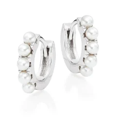 Beaverbrooks Silver Freshwater Cultured Pearl Huggie Hoop Earrings