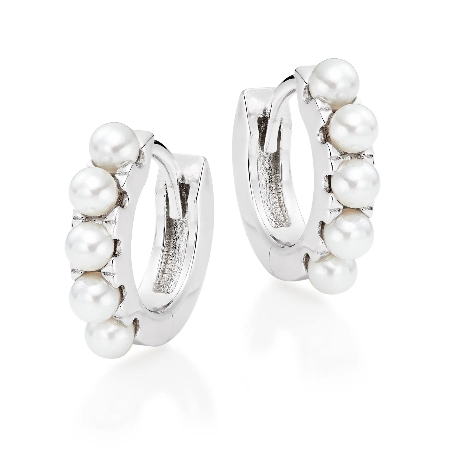 Beaverbrooks Silver Freshwater Cultured Pearl Huggie Hoop Earrings