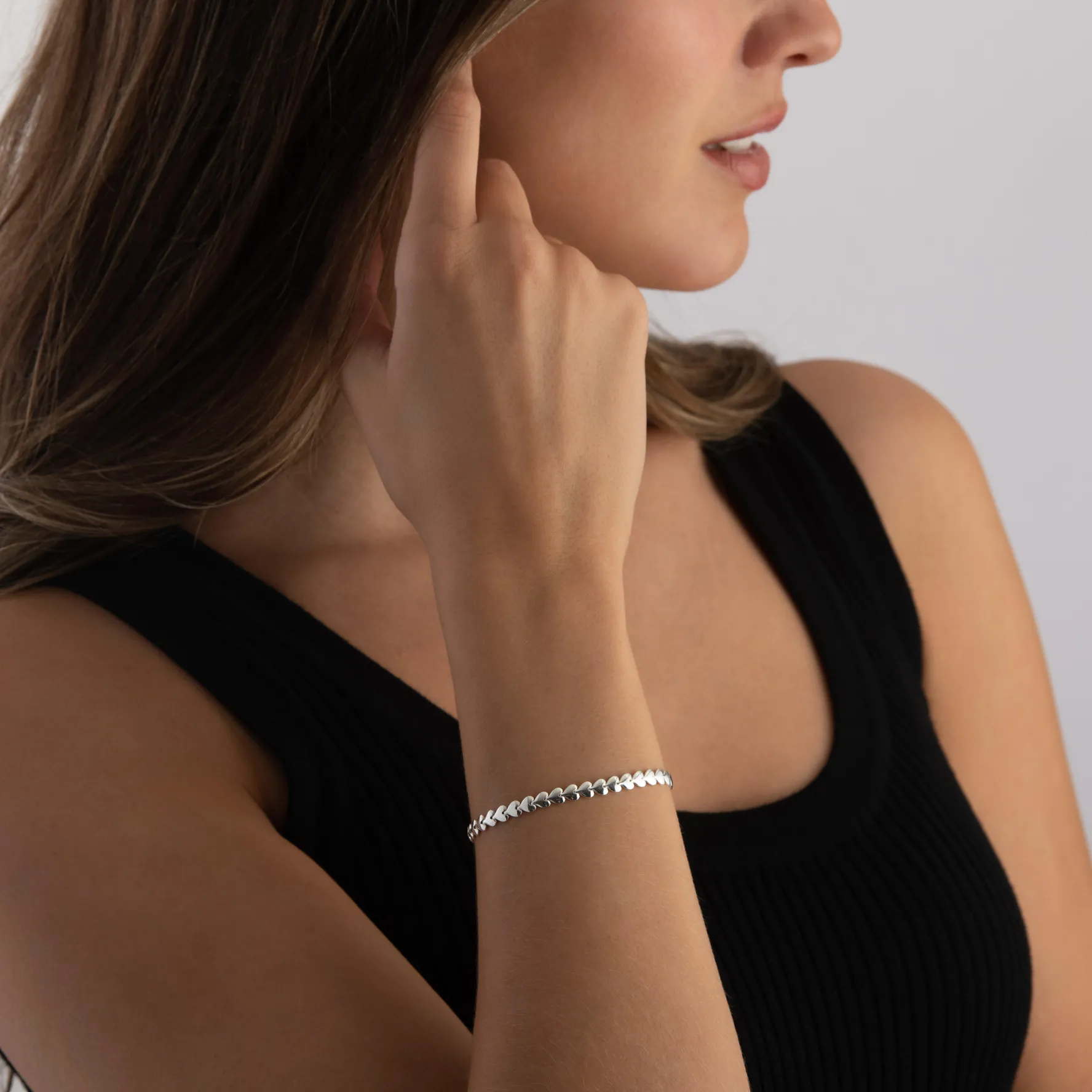 Beaverbrooks Silver Heart Link Bracelet
