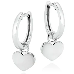 Beaverbrooks Silver Heart Huggie Hoop Earrings