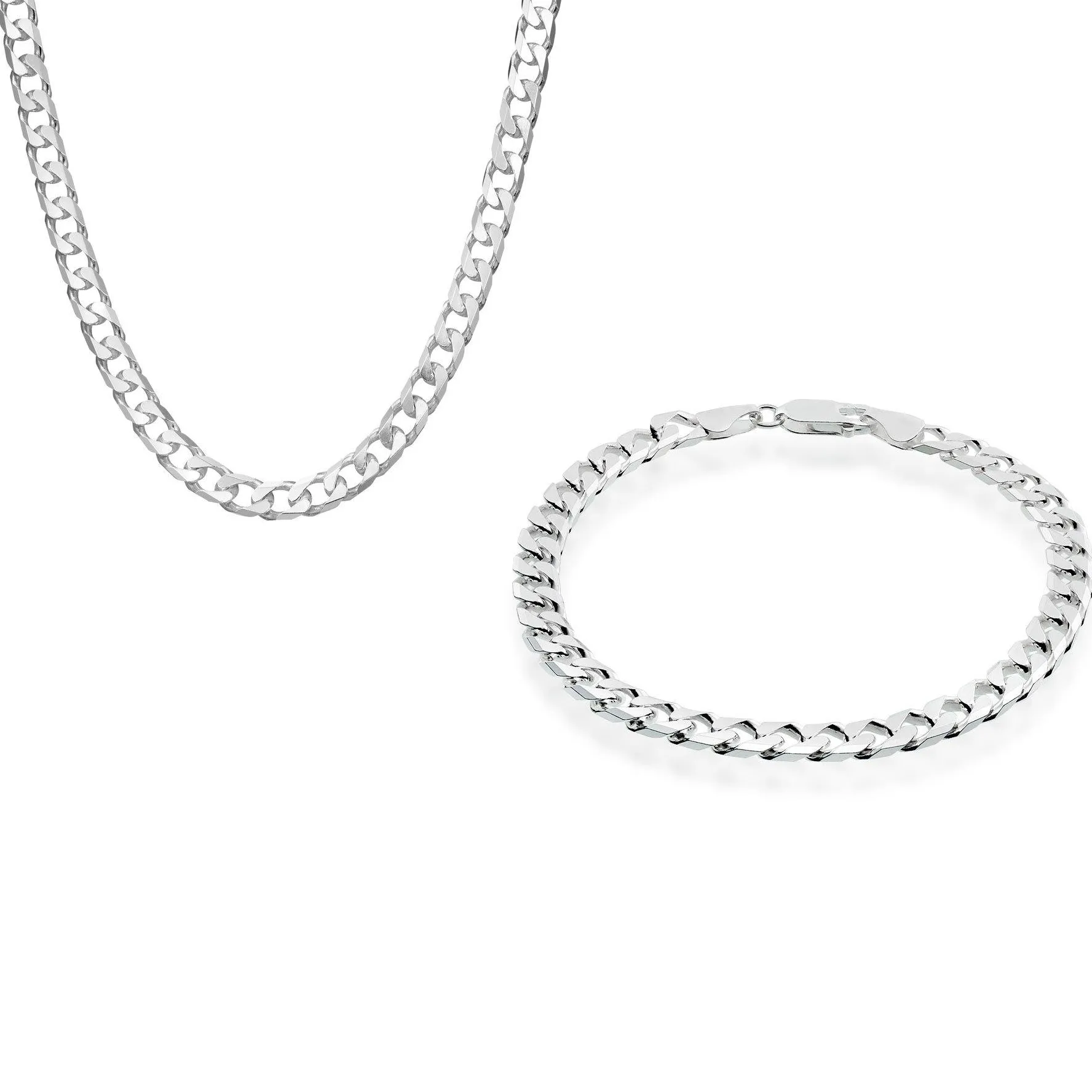 Beaverbrooks Silver Men's Curb Chain and Bracelet Set