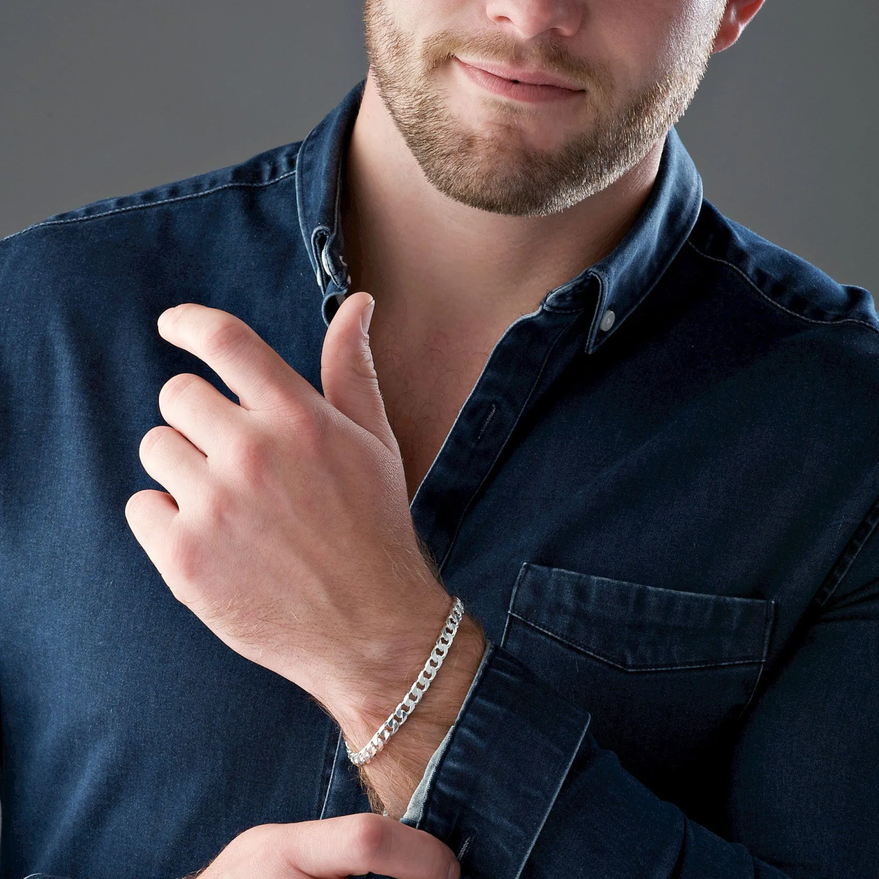 Beaverbrooks Silver Men's Curb Chain and Bracelet Set
