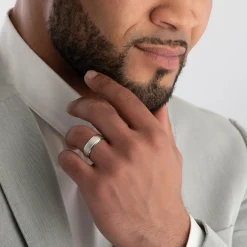 Beaverbrooks Silver 7mm Textured Men's Ring