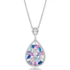Beaverbrooks Silver Multi Colour Cubic Zirconia Drop Pendant
