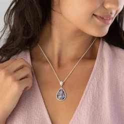 Beaverbrooks Silver Multi Colour Cubic Zirconia Drop Pendant