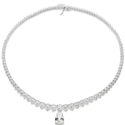 Beaverbrooks Silver Pear-Shaped Cubic Zirconia Necklace
