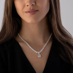 Beaverbrooks Silver Pear-Shaped Cubic Zirconia Necklace