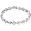 Beaverbrooks Silver Pear-Shaped Cubic Zirconia Halo Bracelet
