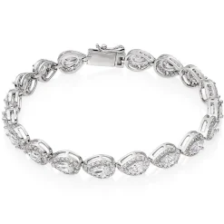 Beaverbrooks Silver Pear-Shaped Cubic Zirconia Halo Bracelet