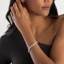Beaverbrooks Silver Pear-Shaped Cubic Zirconia Halo Bracelet