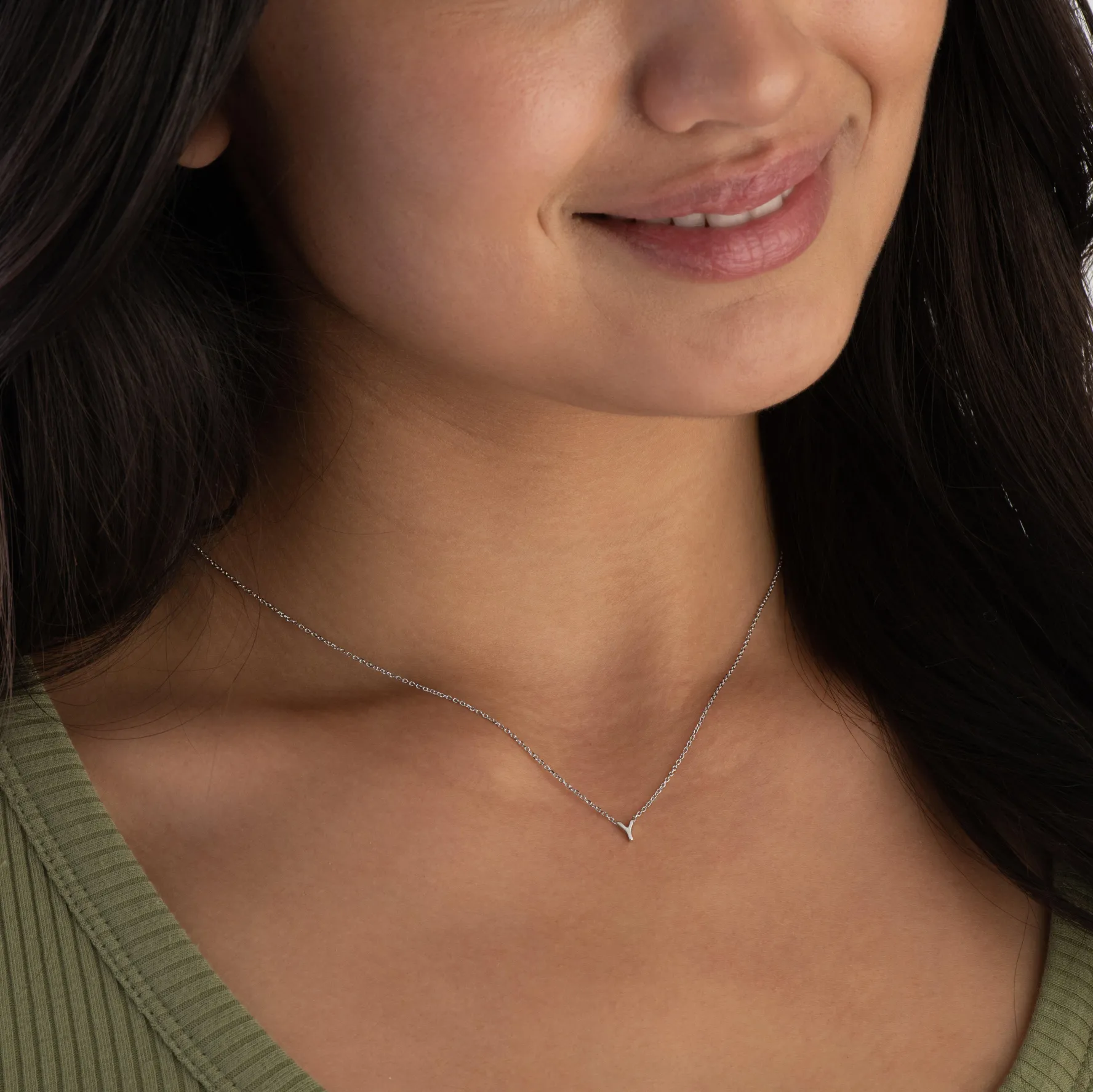 Beaverbrooks Silver Petite Initial Y Necklace