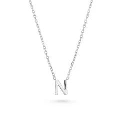 Beaverbrooks Silver Petite Initial N Necklace