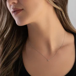 Beaverbrooks Silver Petite Initial N Necklace