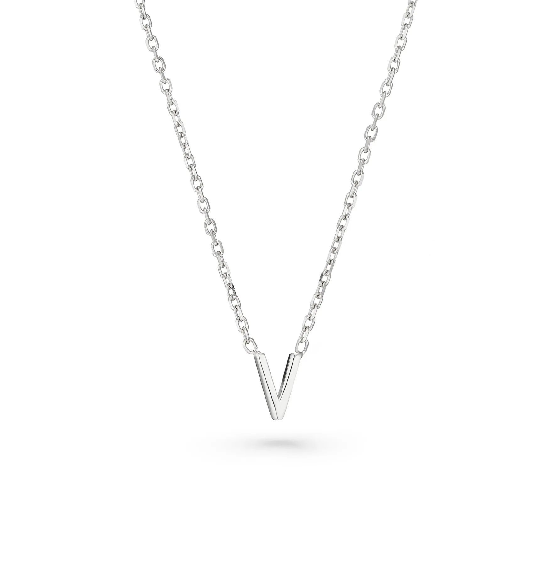 Beaverbrooks Silver Petite Initial V Necklace