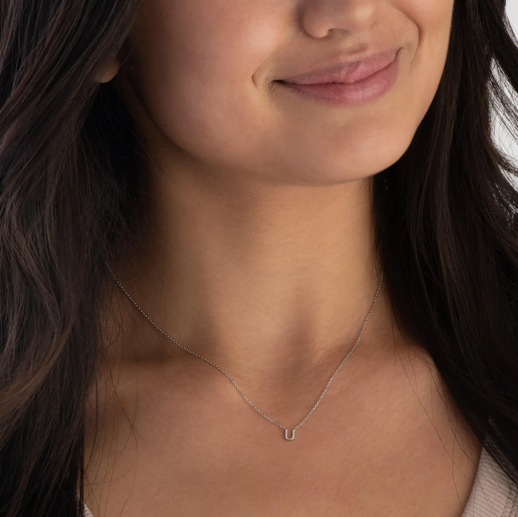 Beaverbrooks Silver Petite Initial U Necklace