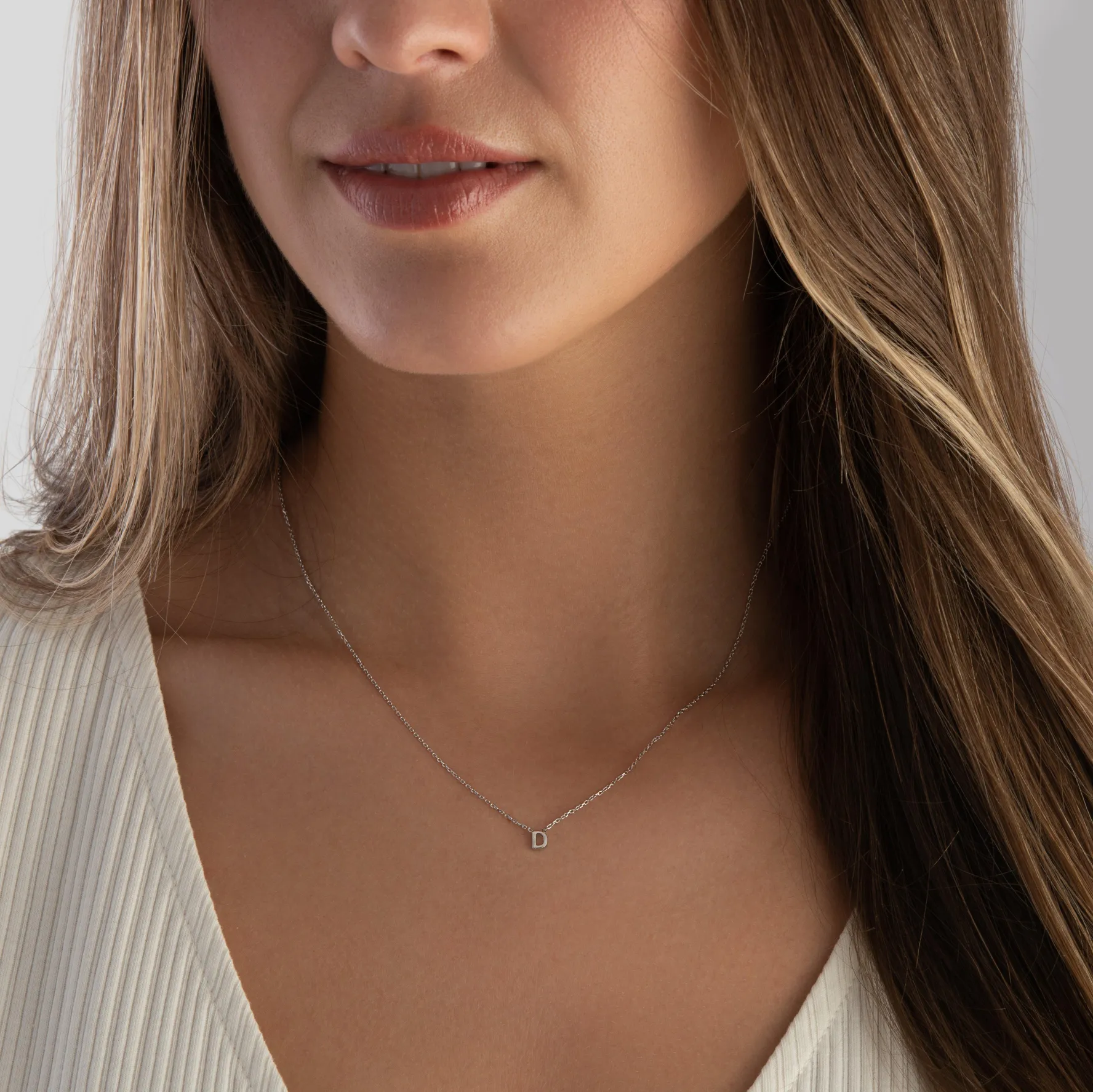 Beaverbrooks Silver Petite Initial D Necklace