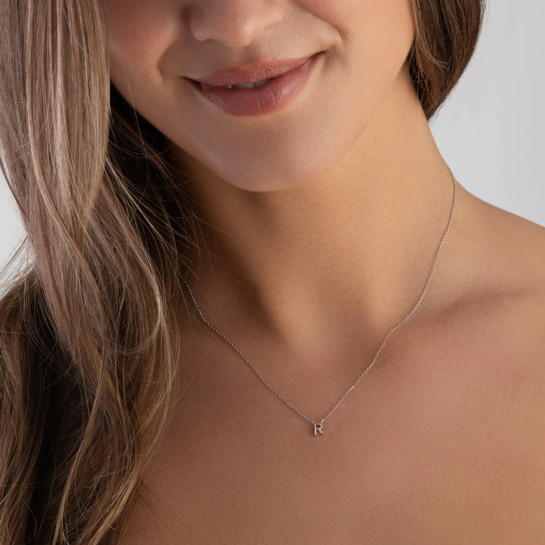 Beaverbrooks Silver Petite Initial R Necklace