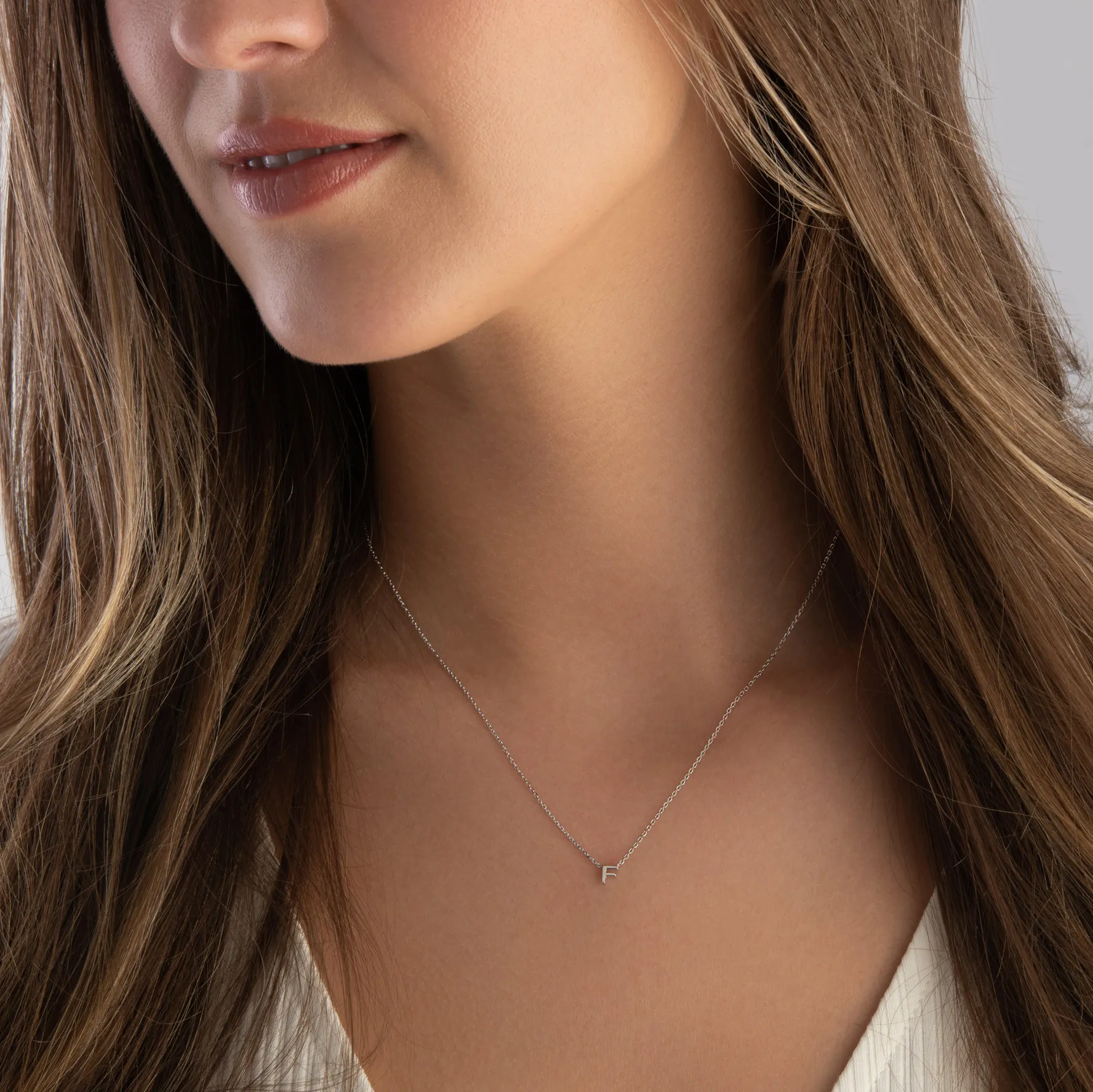 Beaverbrooks Silver Petite Initial F Necklace