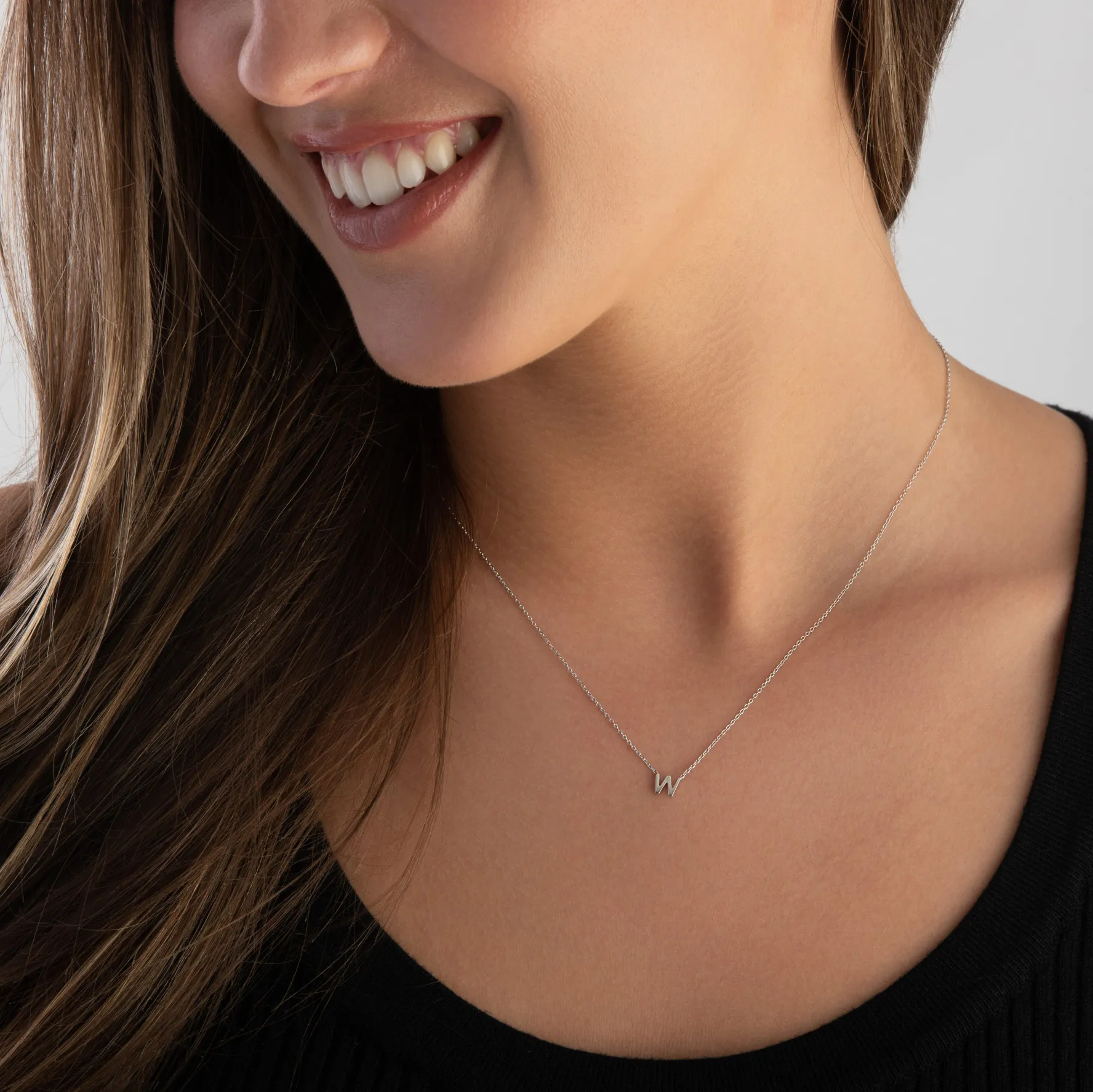 Beaverbrooks Silver Petite Initial W Necklace