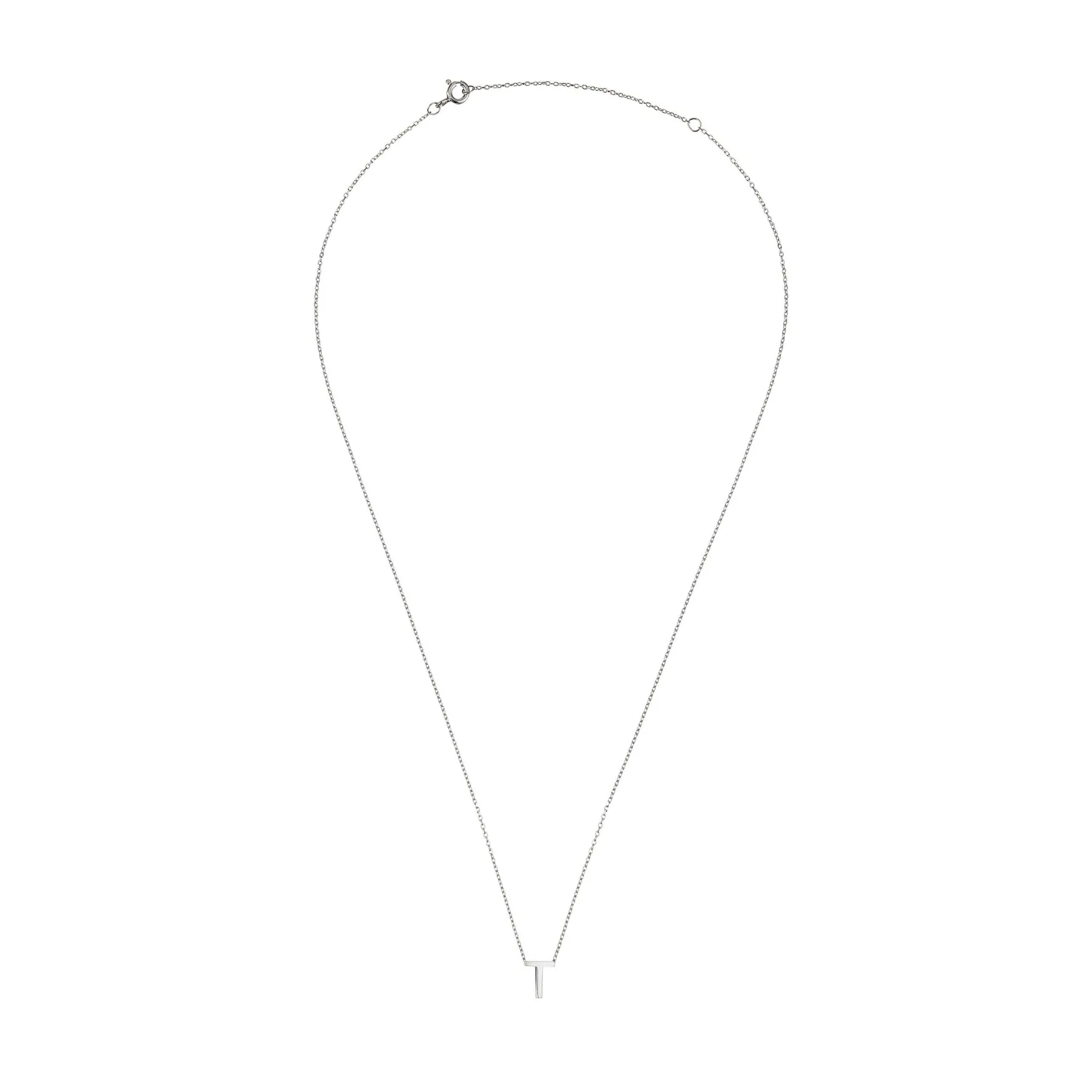 Beaverbrooks Silver Petite Initial T Necklace