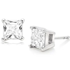 Beaverbrooks Silver Princess Cut Cubic Zirconia Stud Earrings