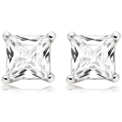 Beaverbrooks Silver Princess Cut Cubic Zirconia Stud Earrings