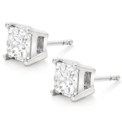 Beaverbrooks Silver Princess Cut Cubic Zirconia Stud Earrings