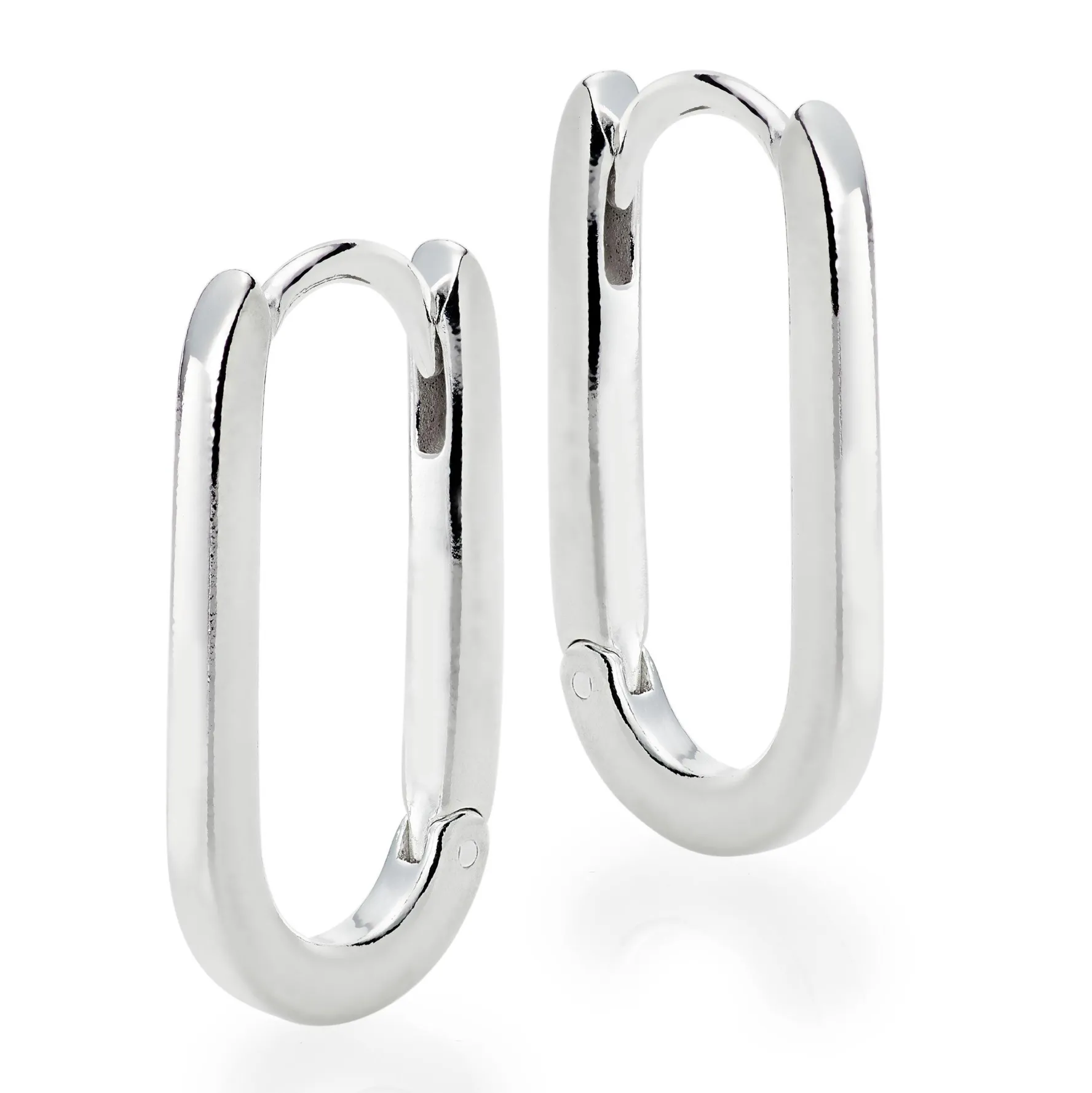 Beaverbrooks Silver Rectangular Hoop Earrings