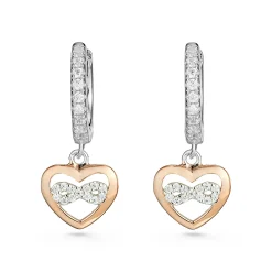 Beaverbrooks Silver Rose Gold Plated Cubic Zirconia Heart Huggie Hoop Earrings