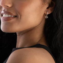 Beaverbrooks Silver Rose Gold Plated Cubic Zirconia Heart Huggie Hoop Earrings