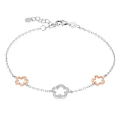 Beaverbrooks Silver Rose Gold Cubic Zirconia Bracelet