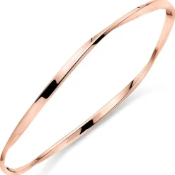 Beaverbrooks Silver Rose Gold Plated Twist Bangle