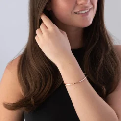 Beaverbrooks Silver Rose Gold Plated Twist Bangle