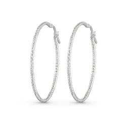 Beaverbrooks Silver Sparkle Cut Hoop Earrings