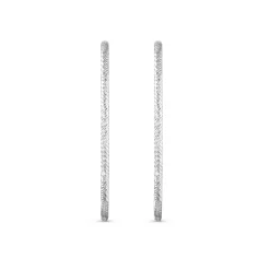Beaverbrooks Silver Sparkle Cut Hoop Earrings