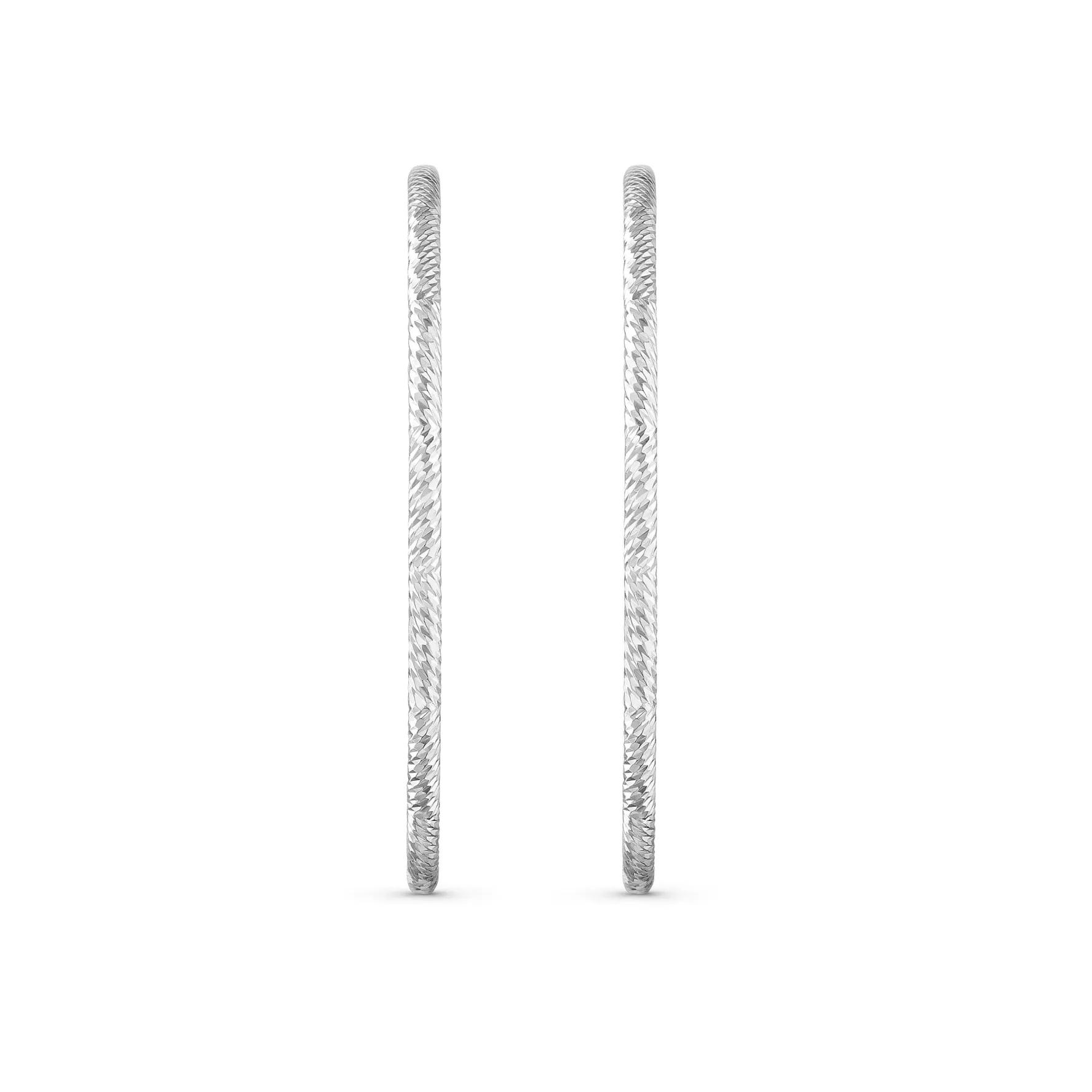 Beaverbrooks Silver Sparkle Cut Hoop Earrings
