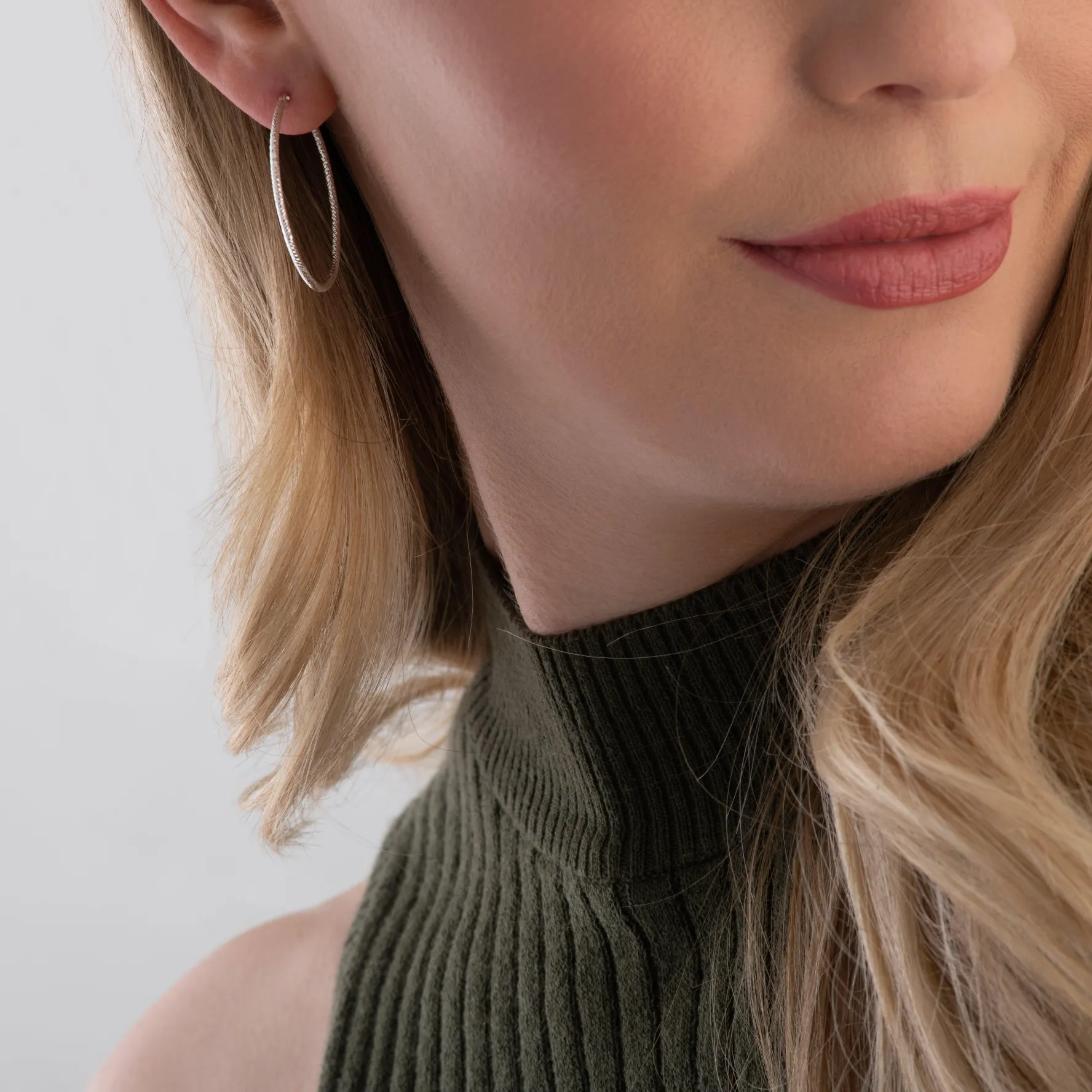 Beaverbrooks Silver Sparkle Cut Hoop Earrings