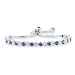 Beaverbrooks Silver Synthetic Sapphire and Cubic Zirconia Slider Bracelet