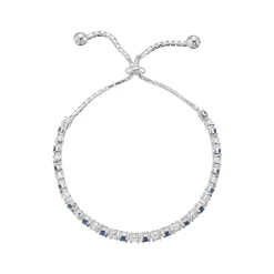Beaverbrooks Silver Synthetic Sapphire and Cubic Zirconia Slider Bracelet