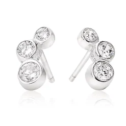 Beaverbrooks Silver Triple Cubic Zirconia Rubover Earrings