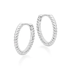 Beaverbrooks Silver Twist Huggie Hoop Earrings