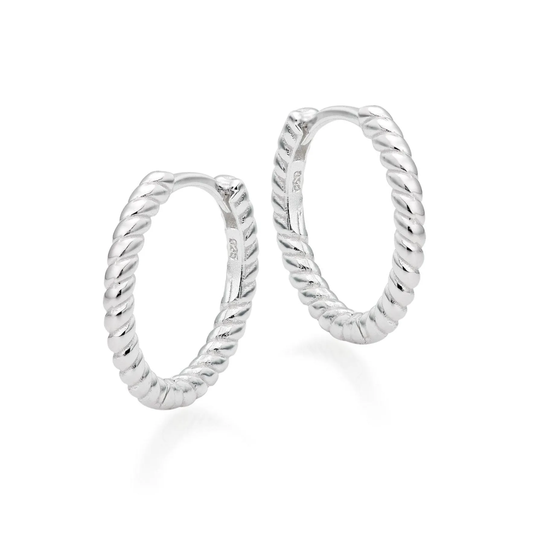 Beaverbrooks Silver Twist Huggie Hoop Earrings