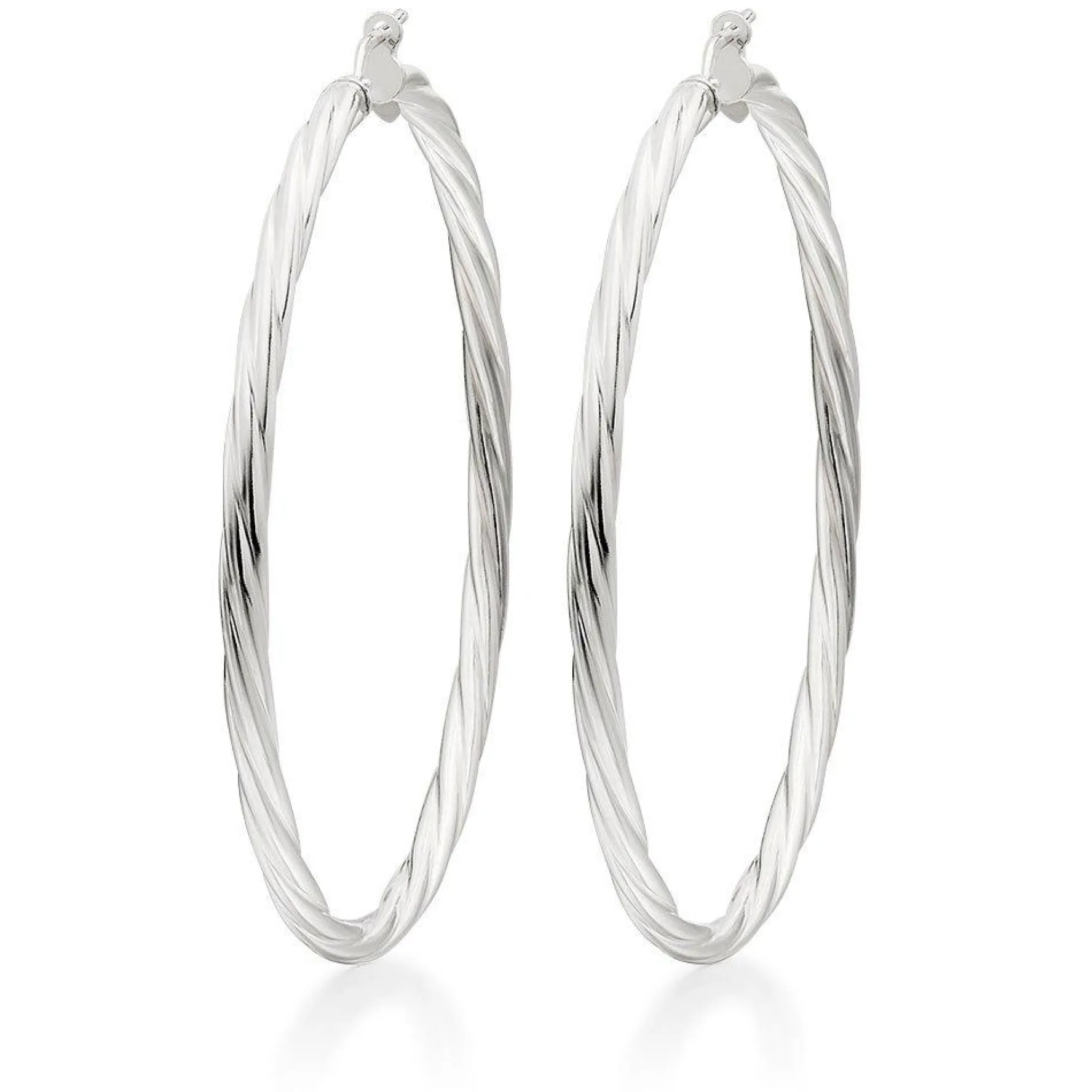 Beaverbrooks Silver Twist Hoop Earrings