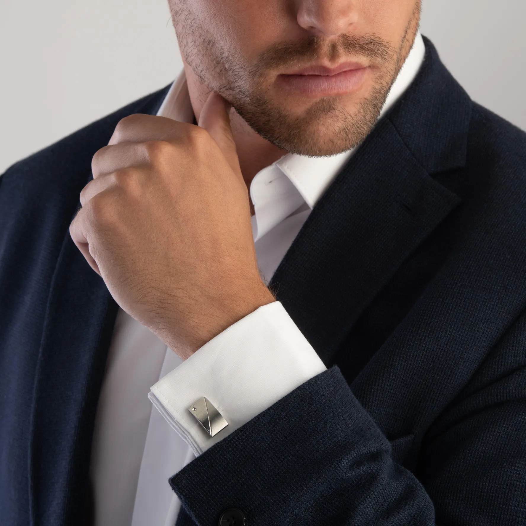 Beaverbrooks Stainless Steel Cubic Zirconia Cufflinks
