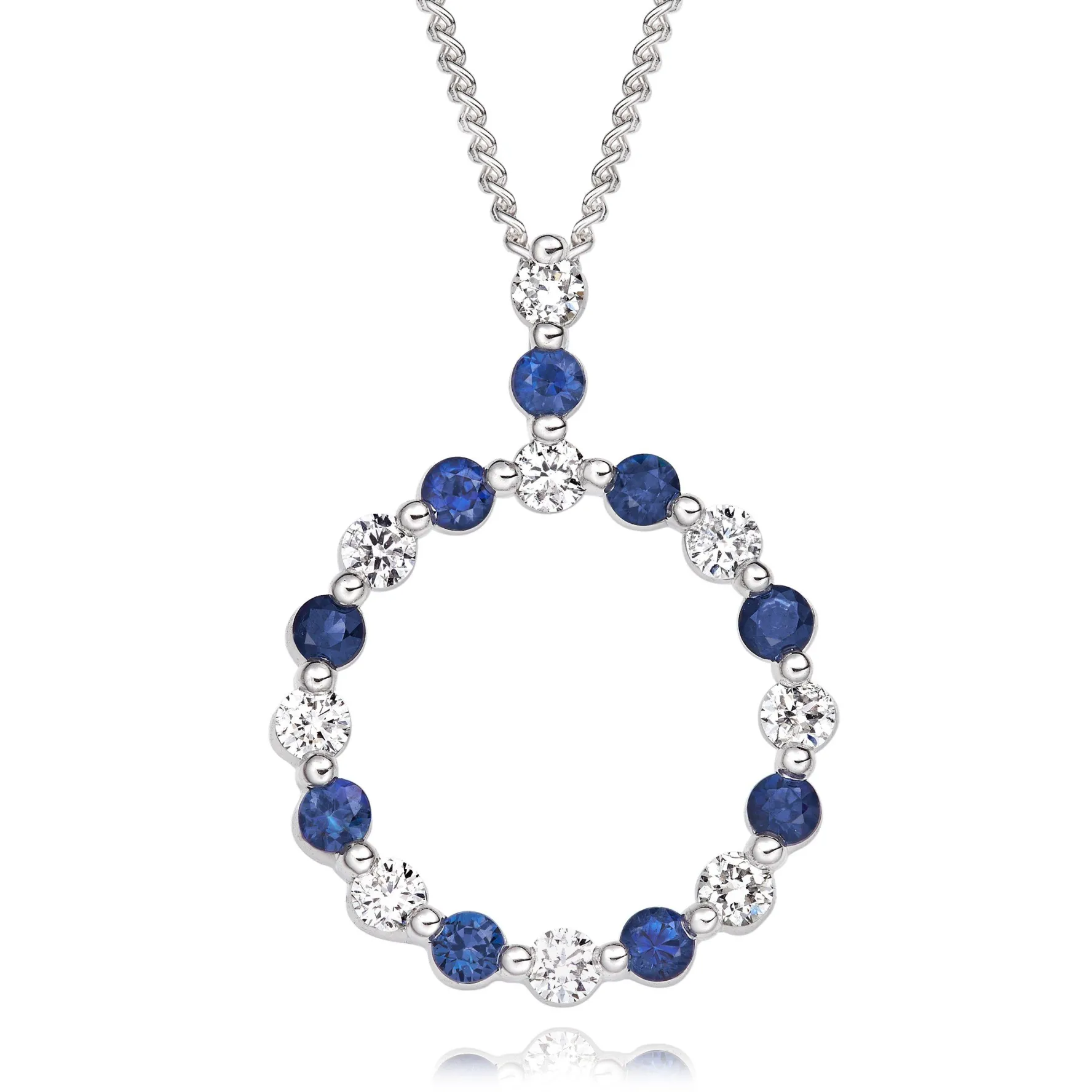 Beaverbrooks Starlit 18ct White Gold Sapphire Diamond Pendant
