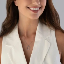 Beaverbrooks Starlit 18ct White Gold Sapphire Diamond Pendant