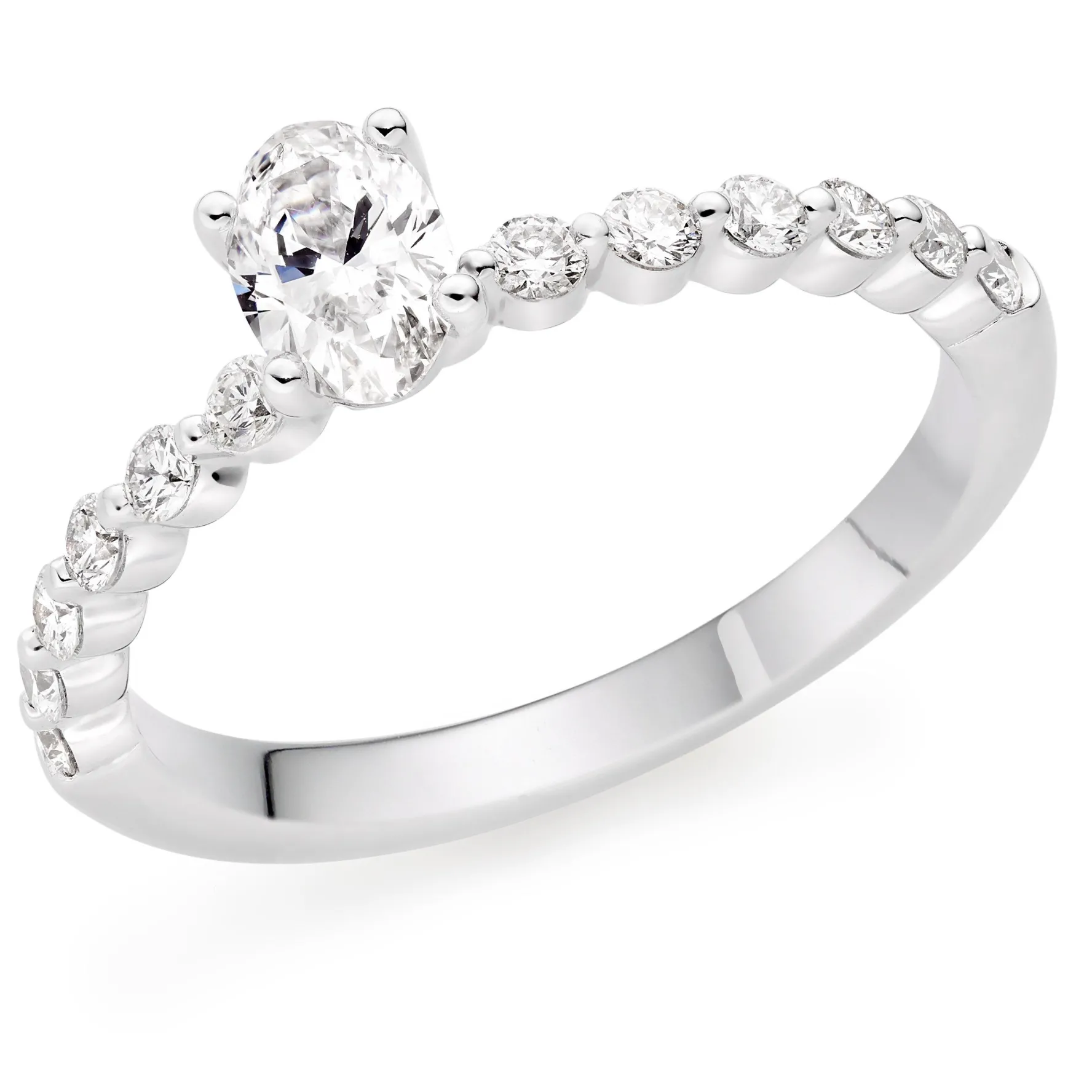 Beaverbrooks Starlit Platinum Diamond Oval Shaped Solitaire Ring