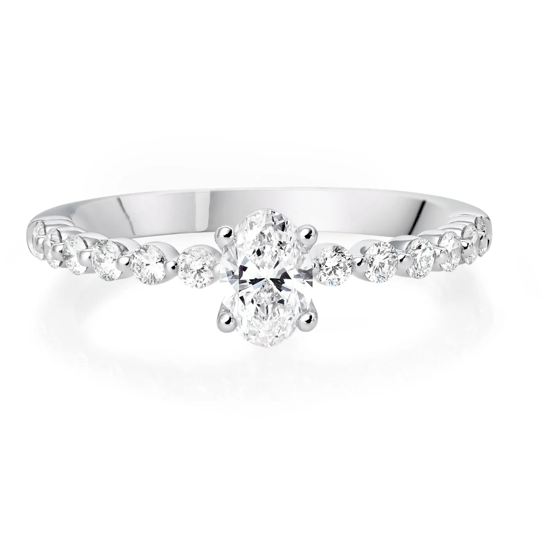 Beaverbrooks Starlit Platinum Diamond Oval Shaped Solitaire Ring