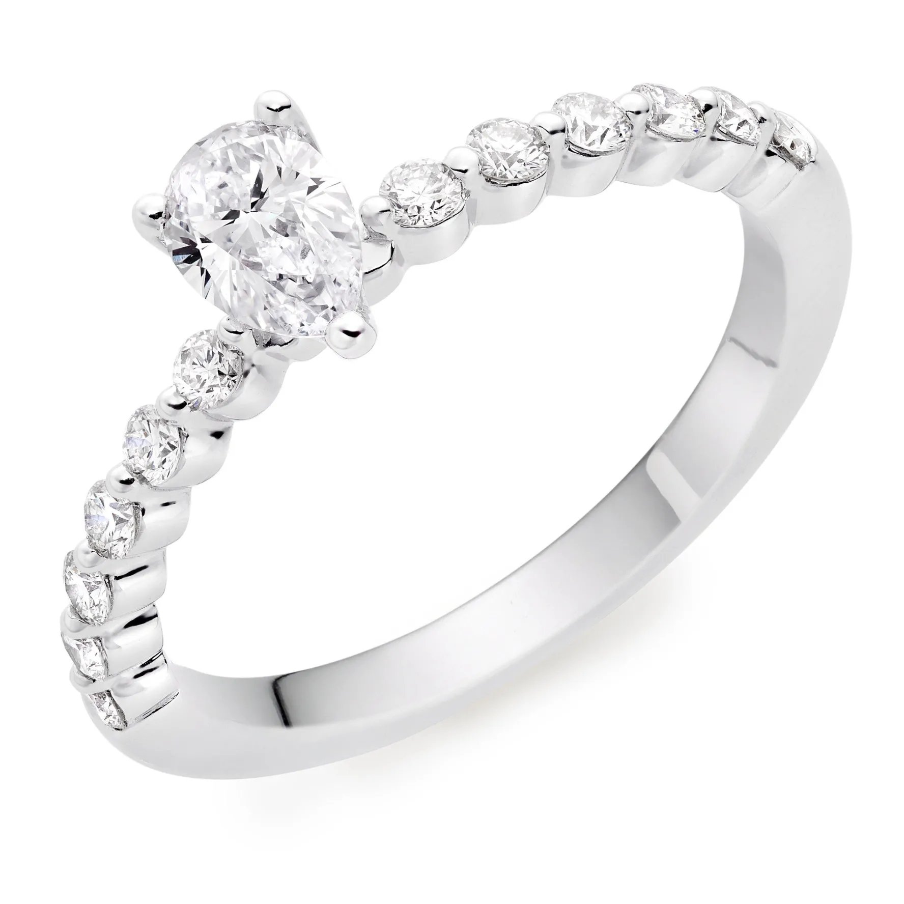 Beaverbrooks Starlit Platinum Diamond Pear Shaped Solitaire Ring