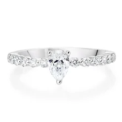Beaverbrooks Starlit Platinum Diamond Pear Shaped Solitaire Ring
